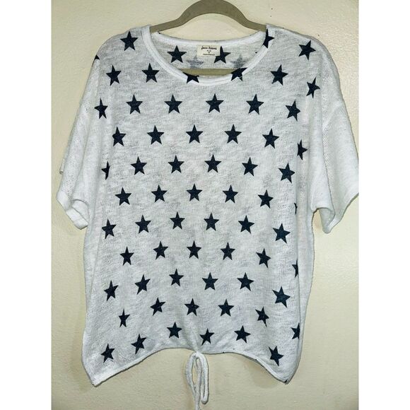 Free Kisses Women's Loose Knit Navy Blue Stars Plus Size Sweater Size 1X - Picture 1 of 3